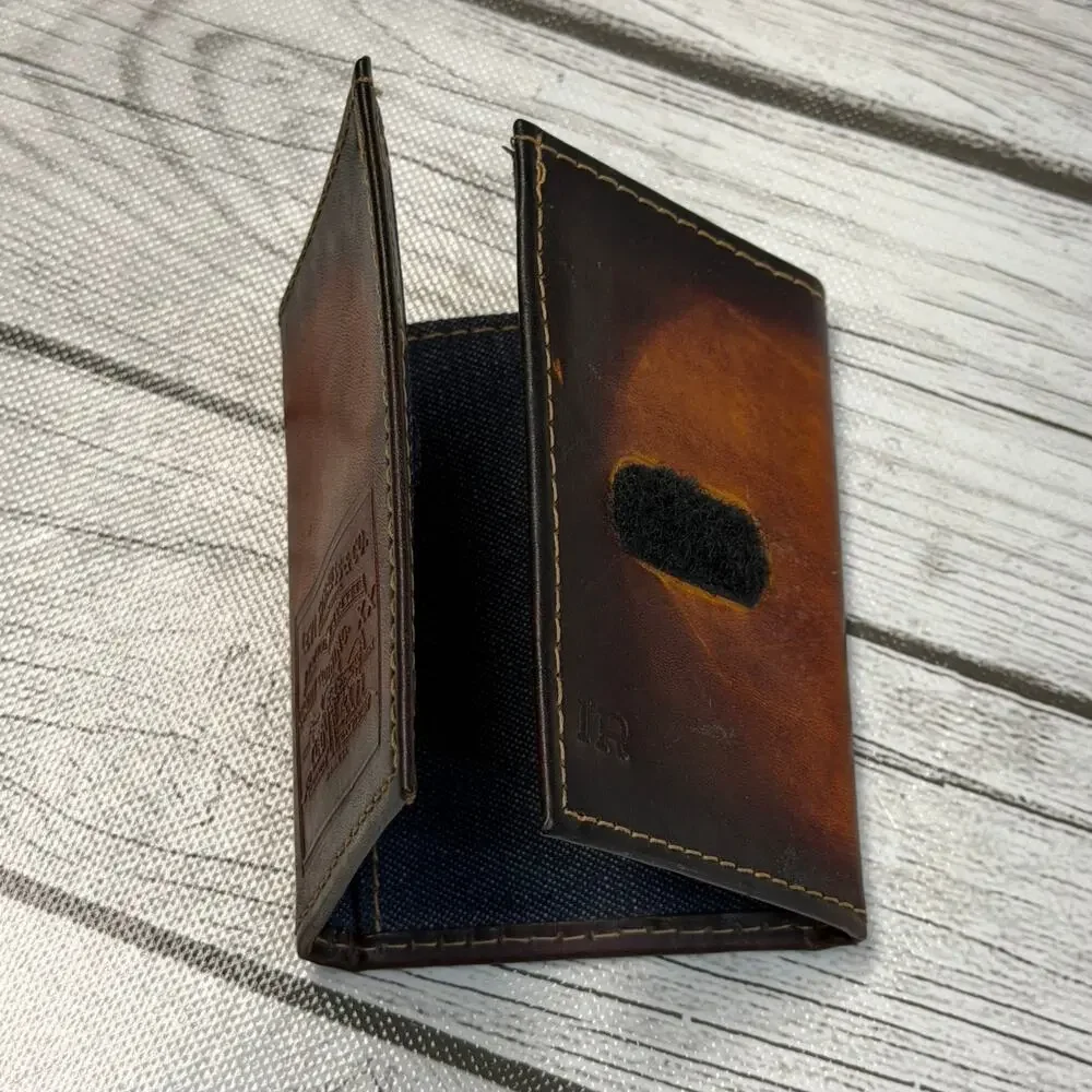 Vintage Levi's Strauss & Co Embossed Brown Leather Trifold Billfold Wallet 70’s